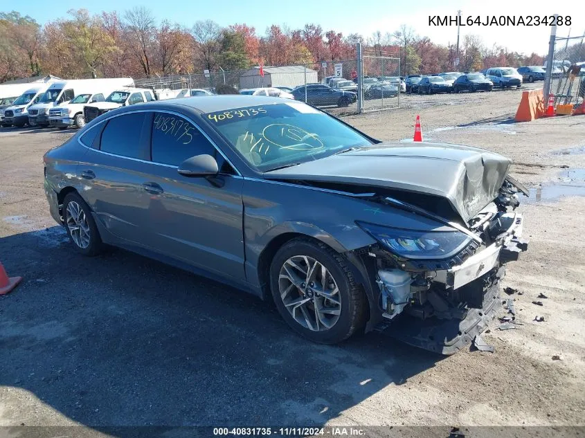 2022 Hyundai Sonata Sel VIN: KMHL64JA0NA234288 Lot: 40831735