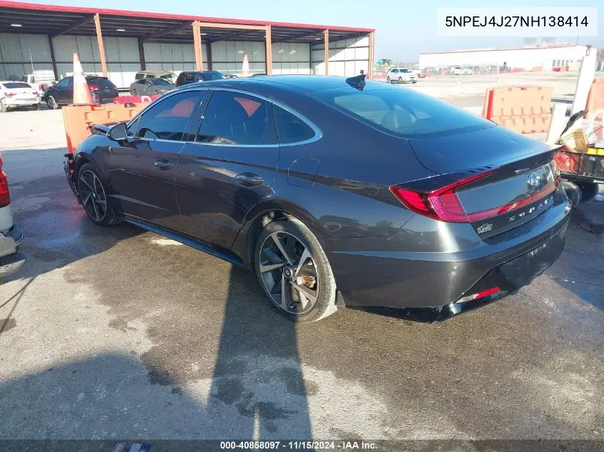 2022 Hyundai Sonata Sel Plus VIN: 5NPEJ4J27NH138414 Lot: 40858097