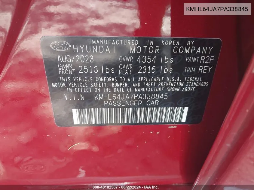 KMHL64JA7PA338845 2023 Hyundai Sonata Sel