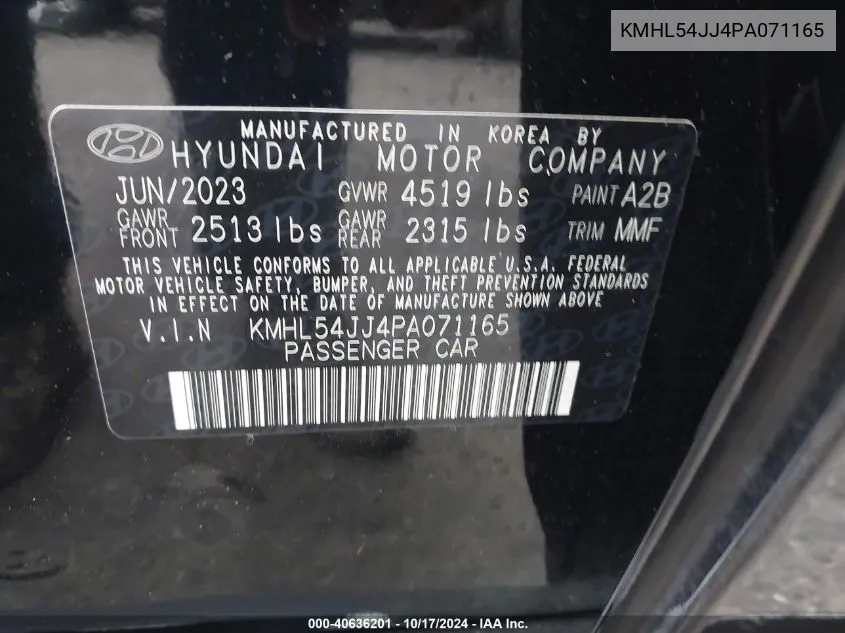 KMHL54JJ4PA071165 2023 Hyundai Sonata Hybrid Limited