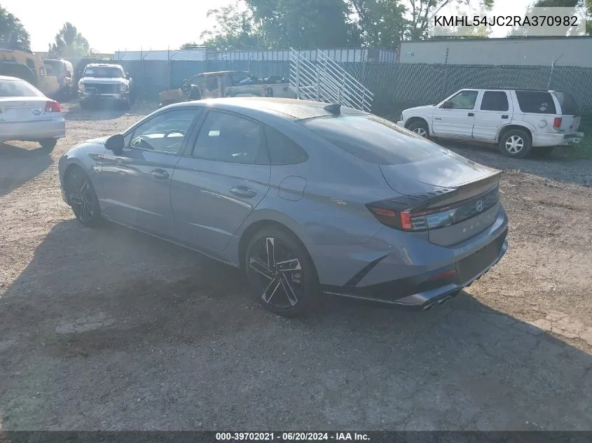 2024 Hyundai Sonata N Line VIN: KMHL54JC2RA370982 Lot: 39702021