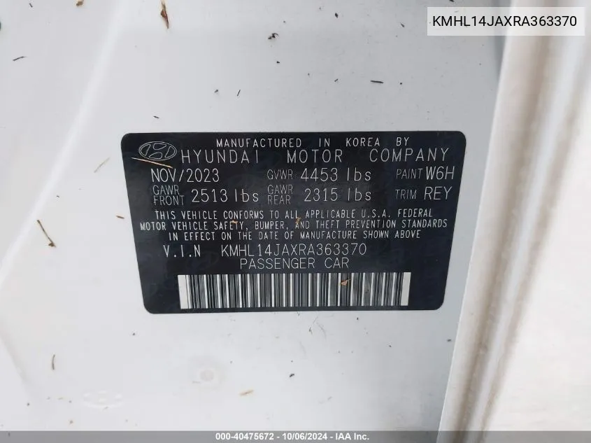 KMHL14JAXRA363370 2024 Hyundai Sonata Sel