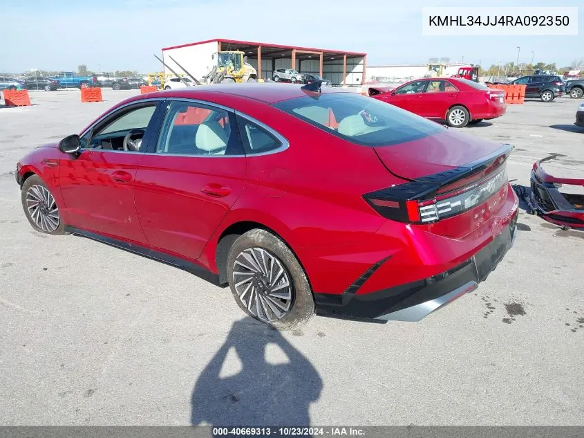 2024 Hyundai Sonata Hybrid Sel VIN: KMHL34JJ4RA092350 Lot: 40669313