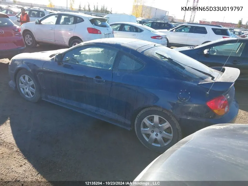 2003 Hyundai Tiburon VIN: KMHHN65D33U019797 Lot: 12135204