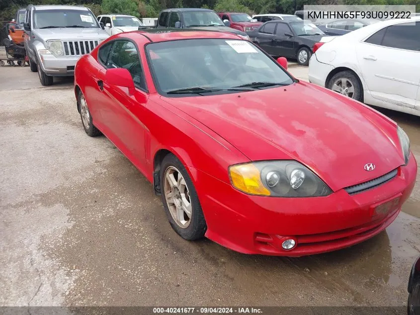 2003 Hyundai Tiburon Gt V6 VIN: KMHHN65F93U099222 Lot: 40241677