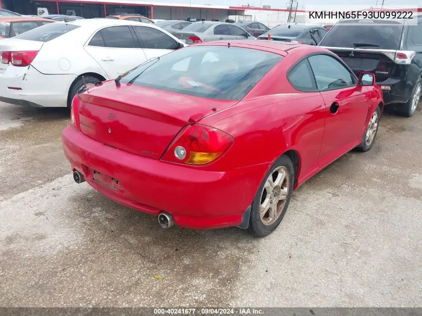 2003 Hyundai Tiburon Gt V6 VIN: KMHHN65F93U099222 Lot: 40241677