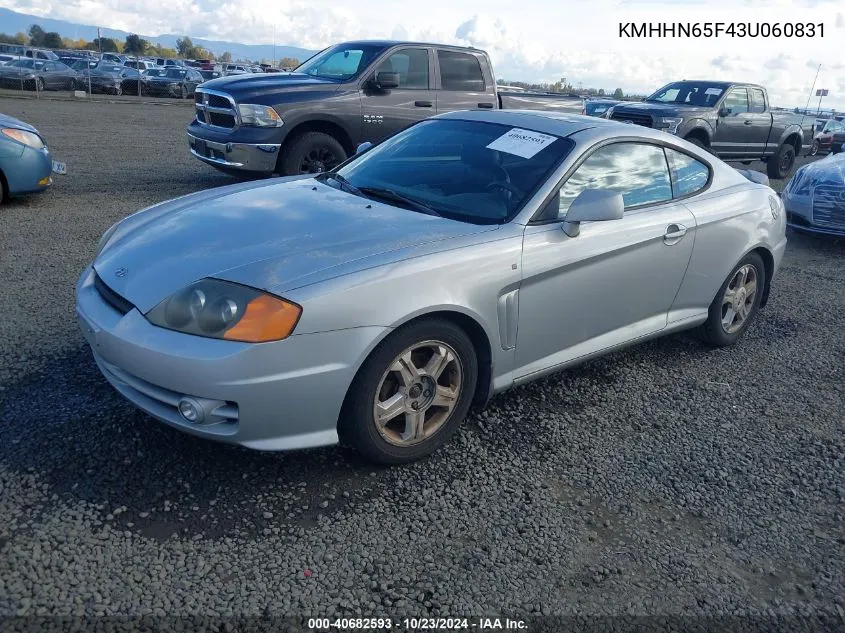 2003 Hyundai Tiburon Gt V6 VIN: KMHHN65F43U060831 Lot: 40682593