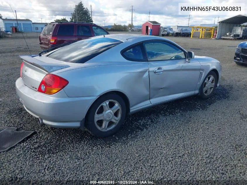 2003 Hyundai Tiburon Gt V6 VIN: KMHHN65F43U060831 Lot: 40682593