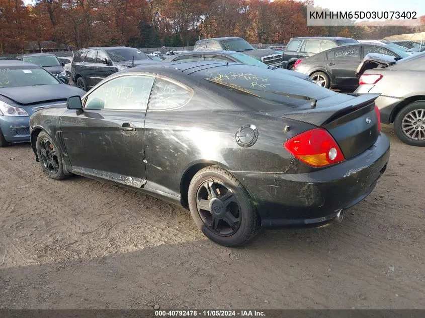 2003 Hyundai Tiburon VIN: KMHHM65D03U073402 Lot: 40792478