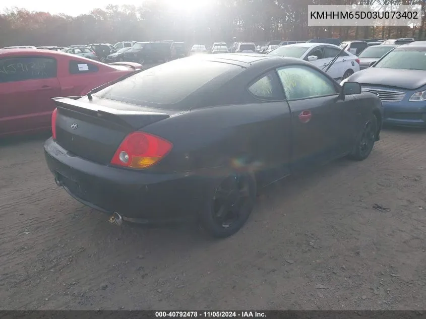 2003 Hyundai Tiburon VIN: KMHHM65D03U073402 Lot: 40792478