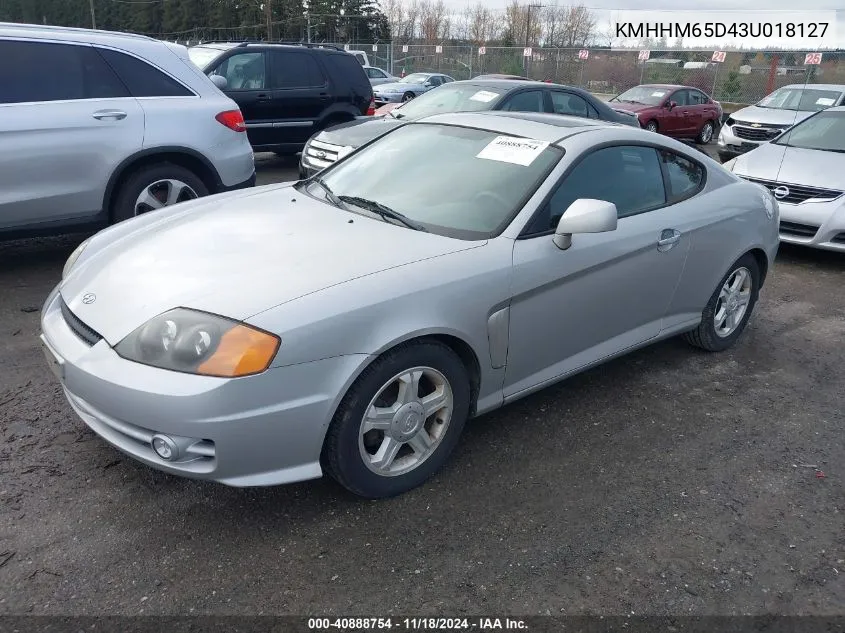 2003 Hyundai Tiburon VIN: KMHHM65D43U018127 Lot: 40888754