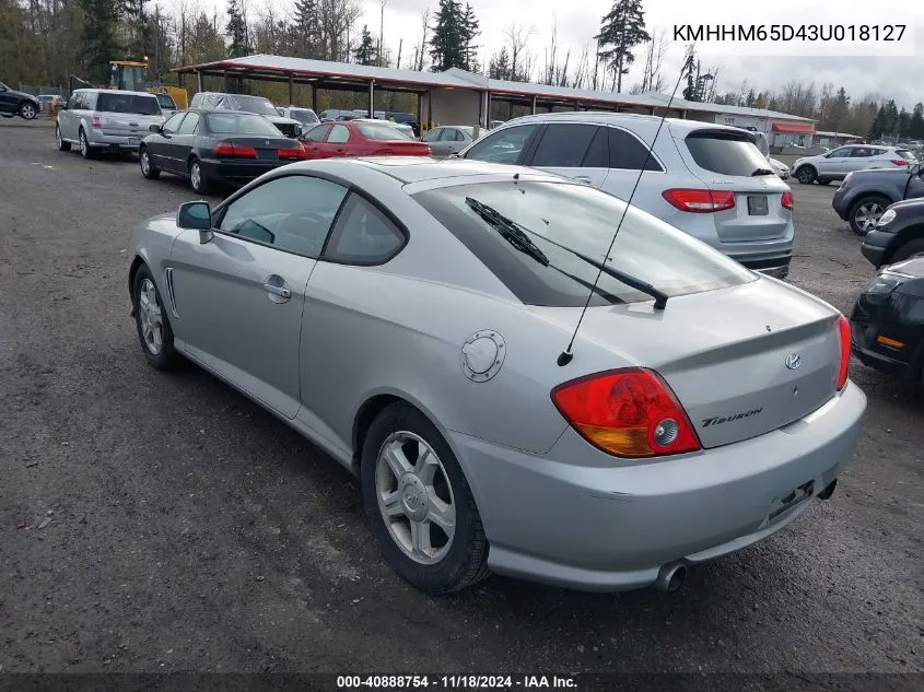 2003 Hyundai Tiburon VIN: KMHHM65D43U018127 Lot: 40888754