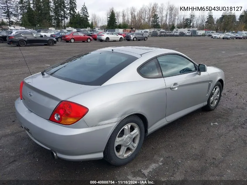 2003 Hyundai Tiburon VIN: KMHHM65D43U018127 Lot: 40888754