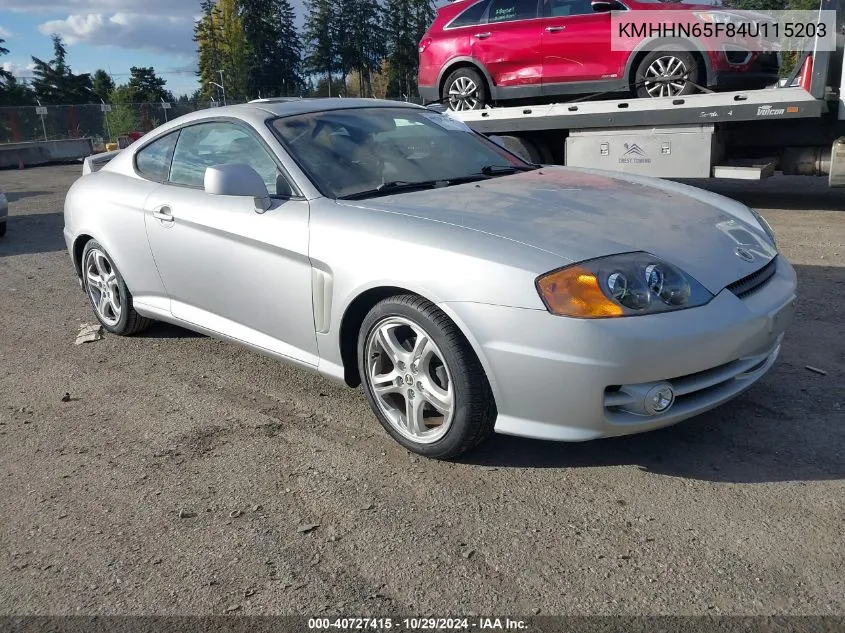 2004 Hyundai Tiburon Gt/Gt Sp Ed/Gt V6 Special Edition VIN: KMHHN65F84U115203 Lot: 40727415