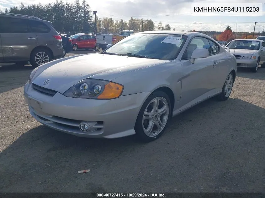 2004 Hyundai Tiburon Gt/Gt Sp Ed/Gt V6 Special Edition VIN: KMHHN65F84U115203 Lot: 40727415