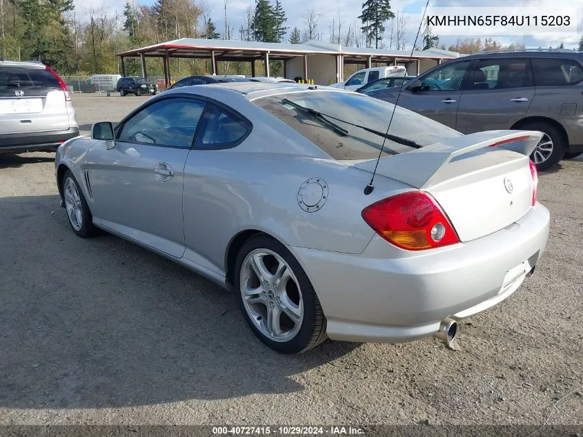 2004 Hyundai Tiburon Gt/Gt Sp Ed/Gt V6 Special Edition VIN: KMHHN65F84U115203 Lot: 40727415