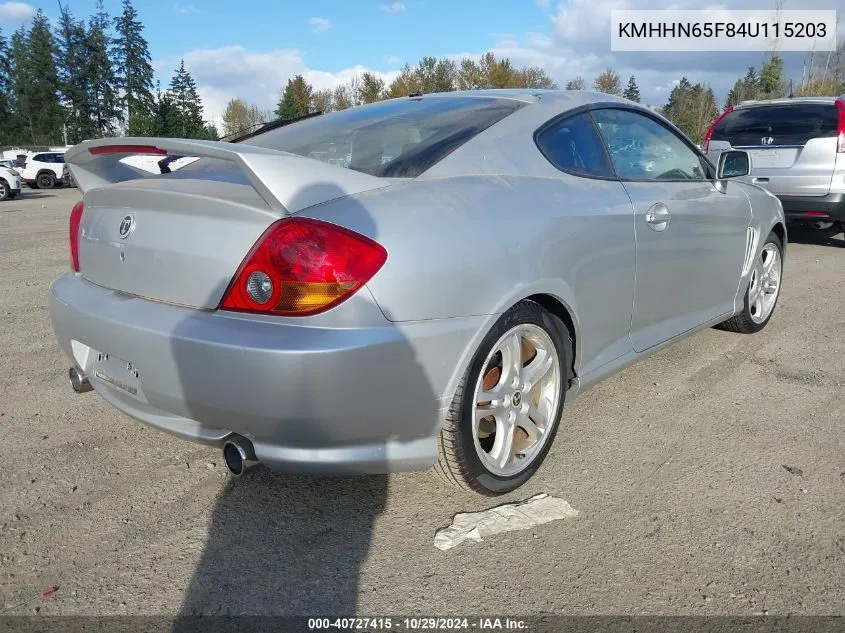 2004 Hyundai Tiburon Gt/Gt Sp Ed/Gt V6 Special Edition VIN: KMHHN65F84U115203 Lot: 40727415