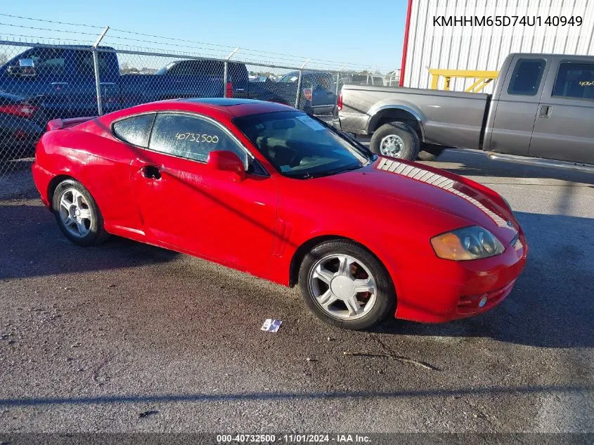 2004 Hyundai Tiburon Base (A4)/Base (M5) VIN: KMHHM65D74U140949 Lot: 40732500