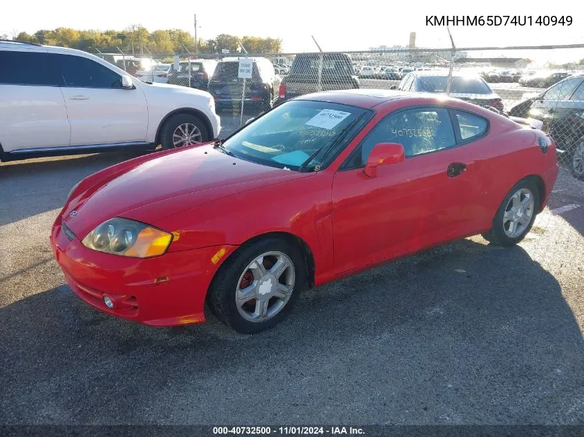 2004 Hyundai Tiburon Base (A4)/Base (M5) VIN: KMHHM65D74U140949 Lot: 40732500