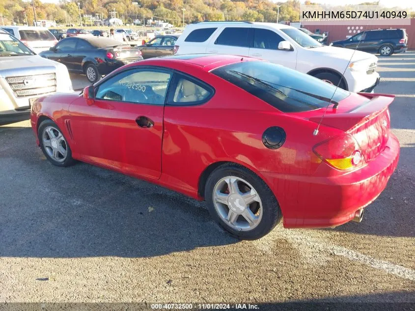 2004 Hyundai Tiburon Base (A4)/Base (M5) VIN: KMHHM65D74U140949 Lot: 40732500