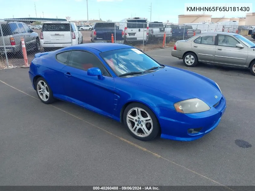 KMHHN65F65U181430 2005 Hyundai Tiburon Gt/Se