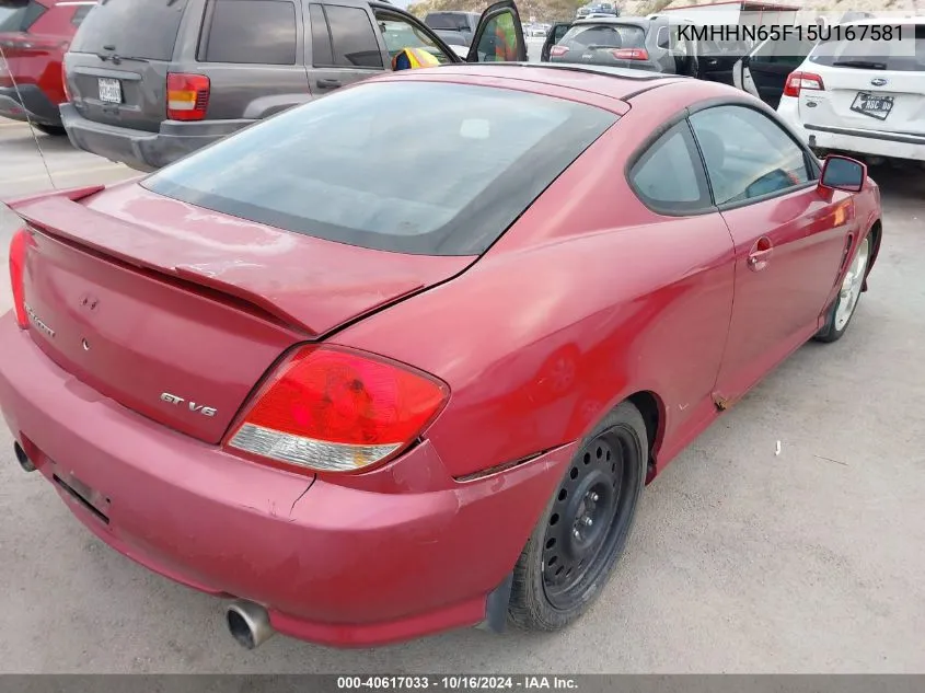 2005 Hyundai Tiburon Gt/Se VIN: KMHHN65F15U167581 Lot: 40617033