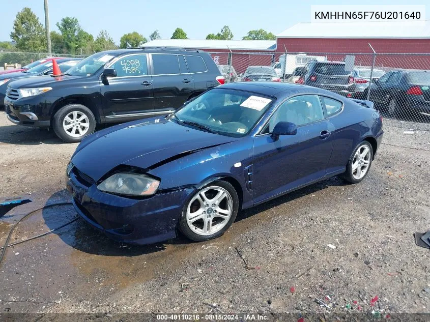 2006 Hyundai Tiburon Gt/Gt Limited/Se VIN: KMHHN65F76U201640 Lot: 40110216