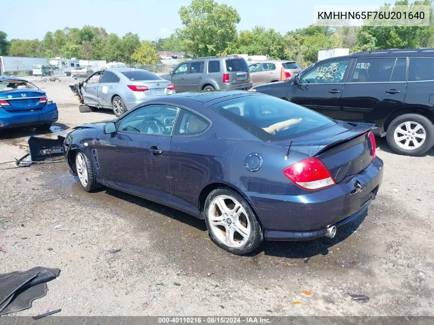 2006 Hyundai Tiburon Gt/Gt Limited/Se VIN: KMHHN65F76U201640 Lot: 40110216