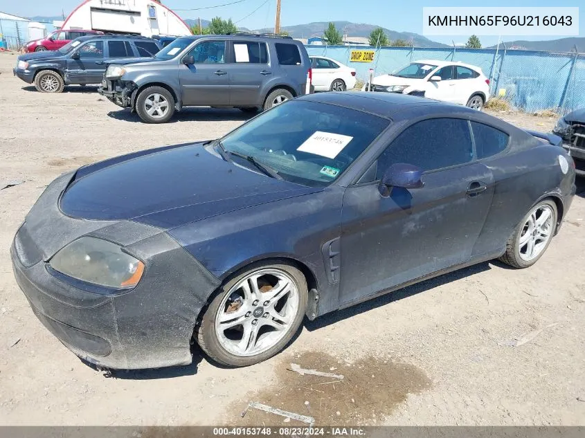 2006 Hyundai Tiburon Gt/Gt Limited/Se VIN: KMHHN65F96U216043 Lot: 40153748