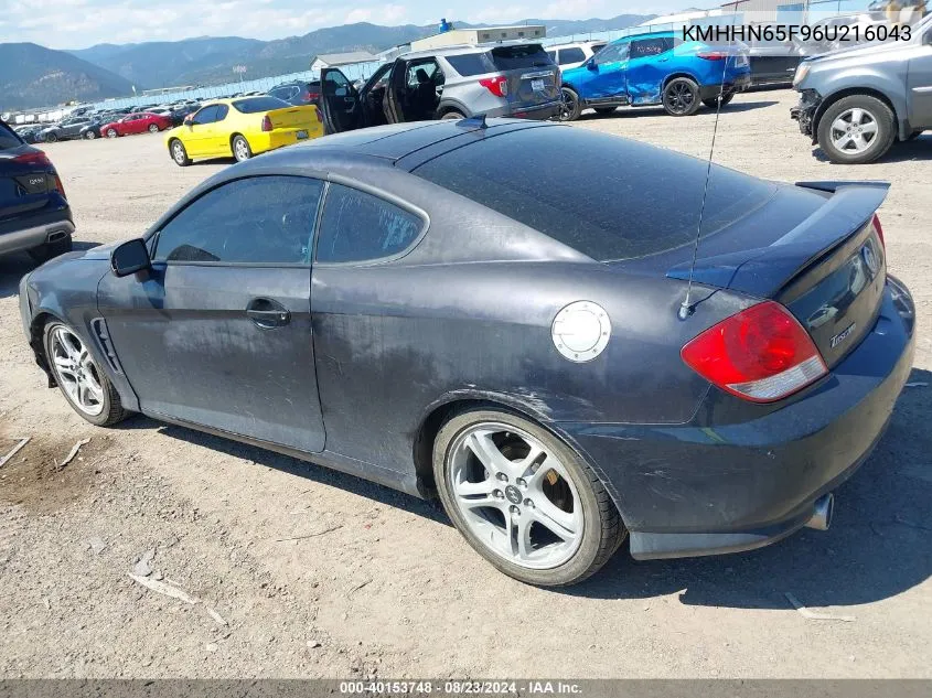 2006 Hyundai Tiburon Gt/Gt Limited/Se VIN: KMHHN65F96U216043 Lot: 40153748