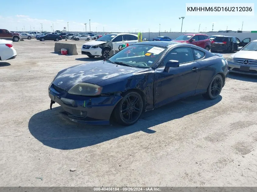 2006 Hyundai Tiburon Gs VIN: KMHHM65D16U212036 Lot: 40456184