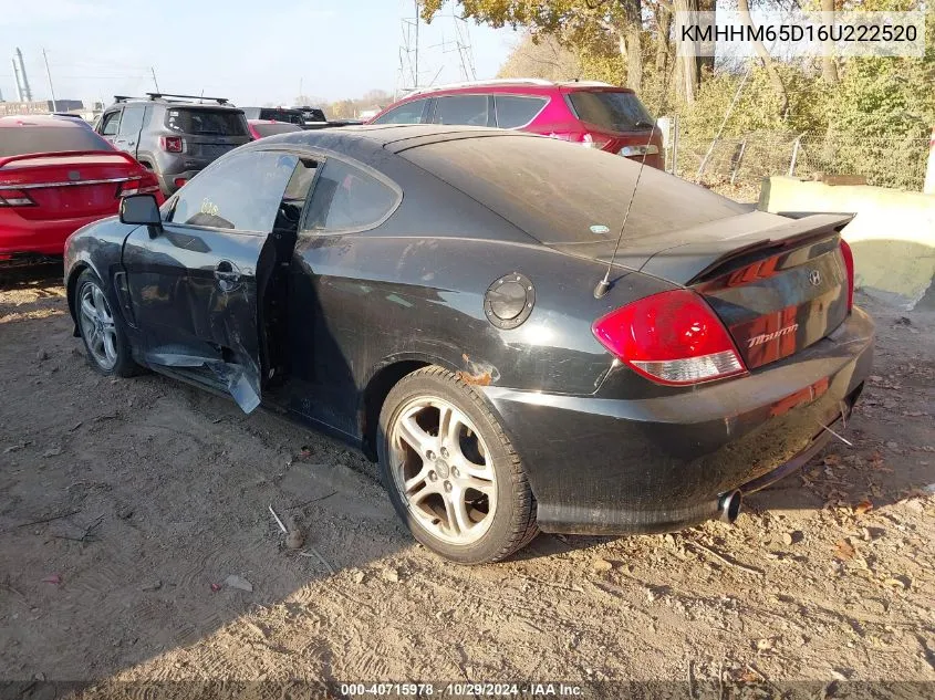 2006 Hyundai Tiburon Gs VIN: KMHHM65D16U222520 Lot: 40715978