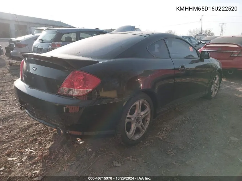 2006 Hyundai Tiburon Gs VIN: KMHHM65D16U222520 Lot: 40715978