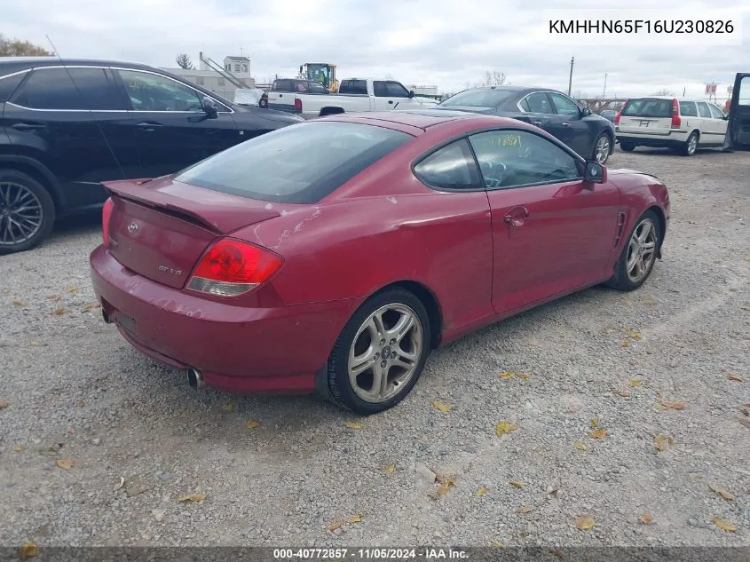 2006 Hyundai Tiburon Gt/Gt Limited/Se VIN: KMHHN65F16U230826 Lot: 40772857