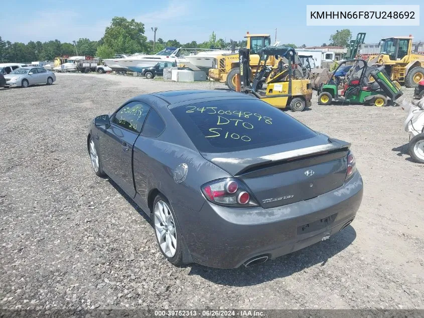 2007 Hyundai Tiburon Gt/Gt Limited/Se VIN: KMHHN66F87U248692 Lot: 39752313