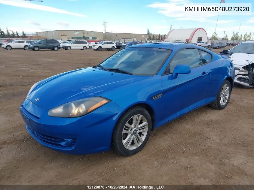 2008 Hyundai Tiburon VIN: KMHHM65D48U273920 Lot: 12128878