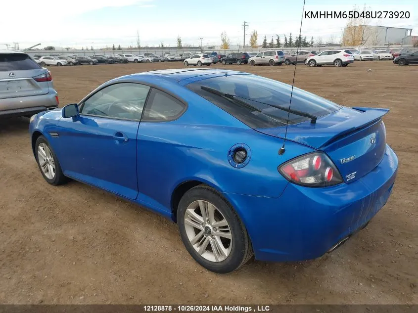 2008 Hyundai Tiburon VIN: KMHHM65D48U273920 Lot: 12128878