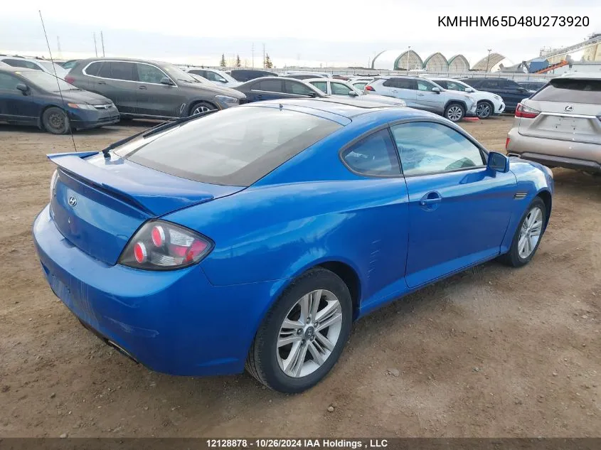 2008 Hyundai Tiburon VIN: KMHHM65D48U273920 Lot: 12128878