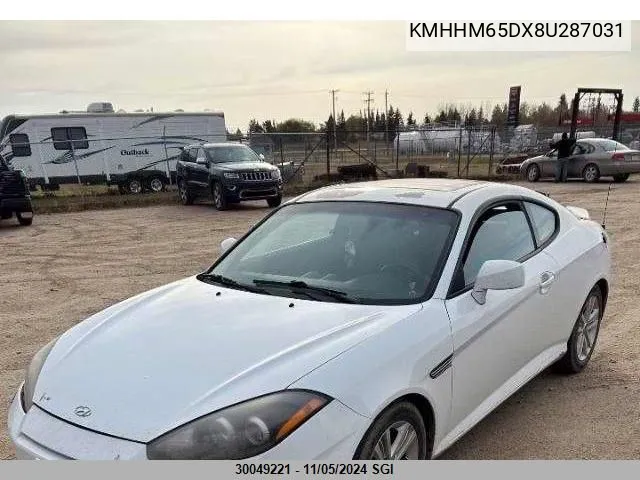 2008 Hyundai Tiburon Gs VIN: KMHHM65DX8U287031 Lot: 30049221