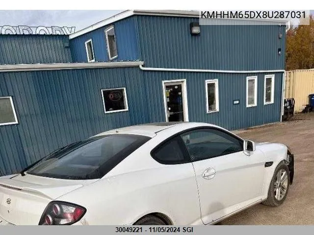 2008 Hyundai Tiburon Gs VIN: KMHHM65DX8U287031 Lot: 30049221