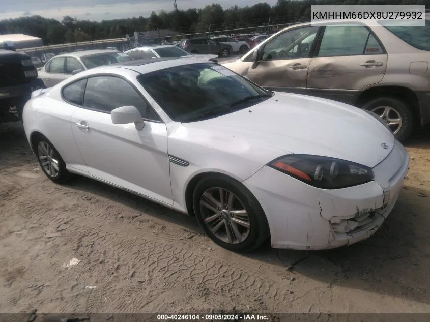 2008 Hyundai Tiburon Gs VIN: KMHHM66DX8U279932 Lot: 40246104