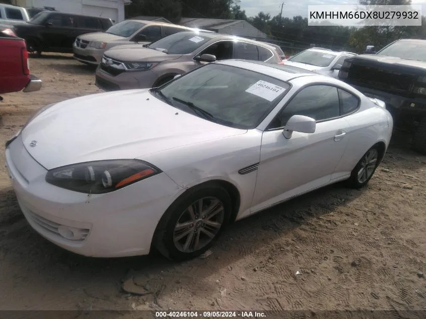 2008 Hyundai Tiburon Gs VIN: KMHHM66DX8U279932 Lot: 40246104