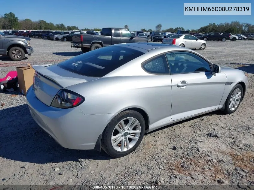 2008 Hyundai Tiburon Gs VIN: KMHHM66D08U278319 Lot: 40570178