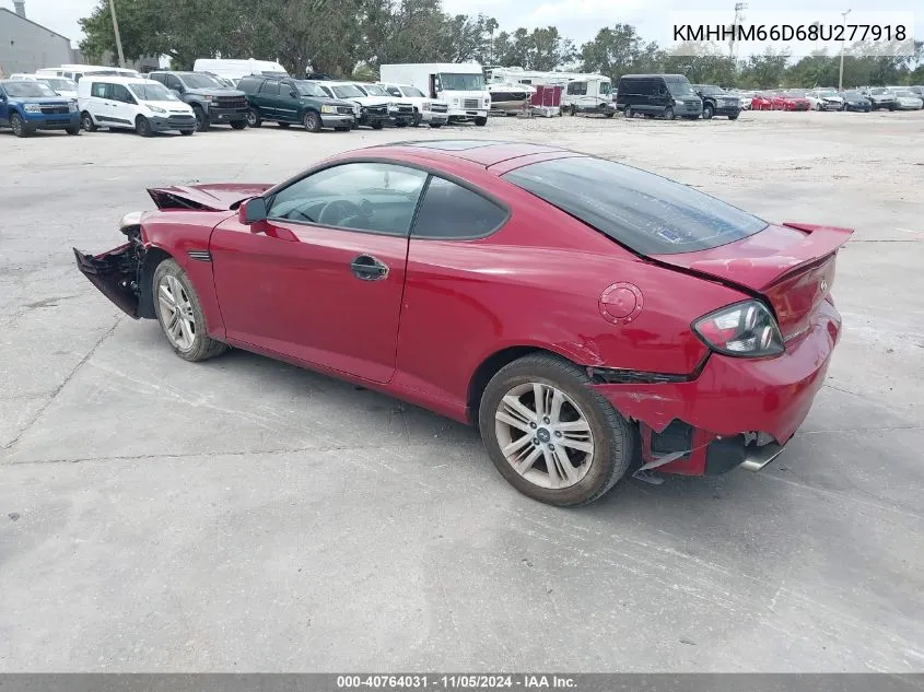 2008 Hyundai Tiburon Gs VIN: KMHHM66D68U277918 Lot: 40764031