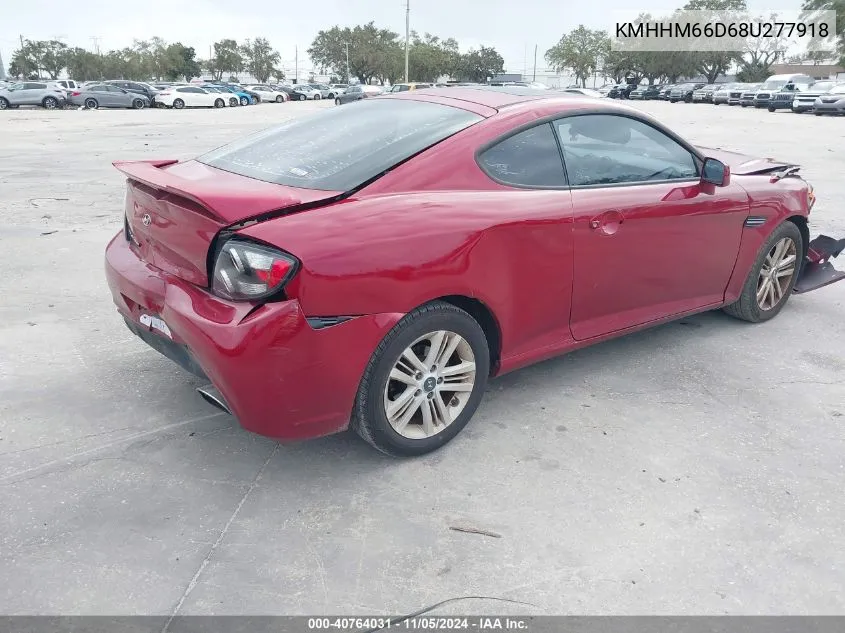 2008 Hyundai Tiburon Gs VIN: KMHHM66D68U277918 Lot: 40764031