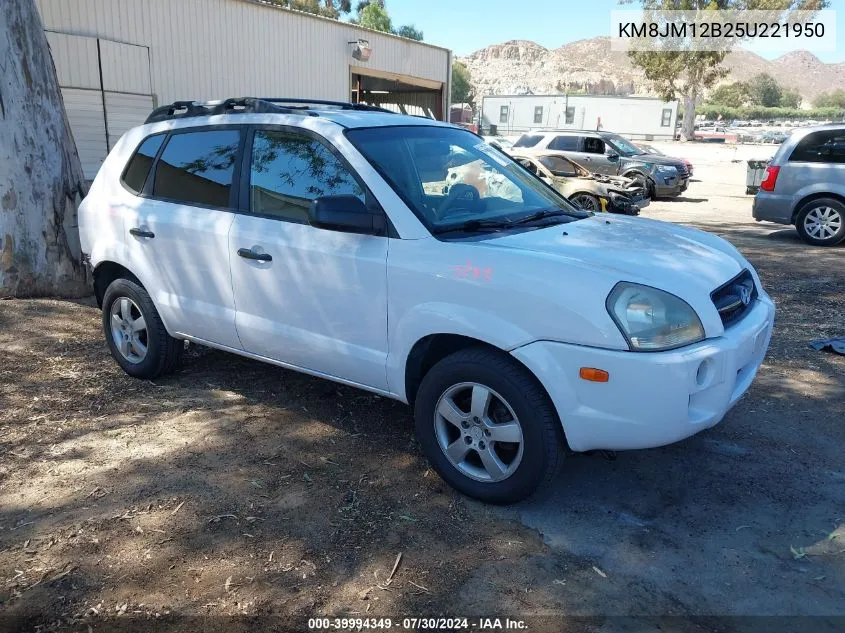 2005 Hyundai Tucson Gl VIN: KM8JM12B25U221950 Lot: 39994349