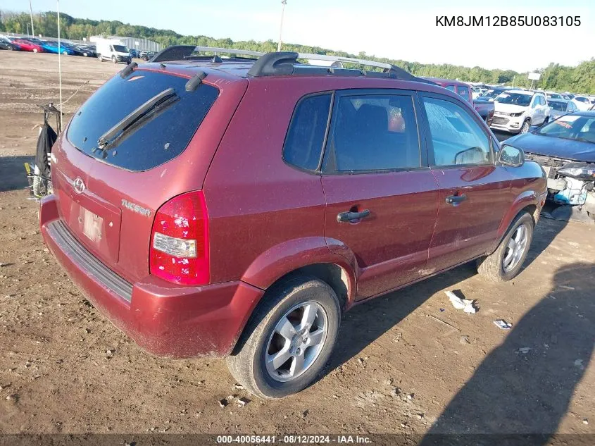 2005 Hyundai Tucson Gl VIN: KM8JM12B85U083105 Lot: 40056441