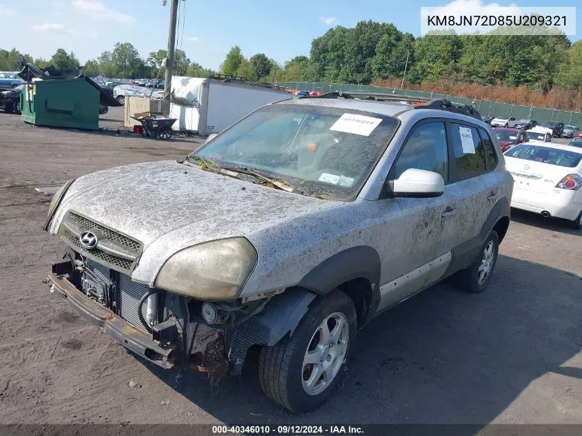 2005 Hyundai Tucson Gls/Lx VIN: KM8JN72D85U209321 Lot: 40346010