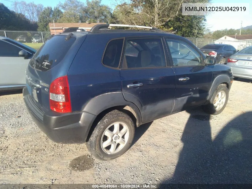 2005 Hyundai Tucson Gls/Lx VIN: KM8JN12D25U042919 Lot: 40549064