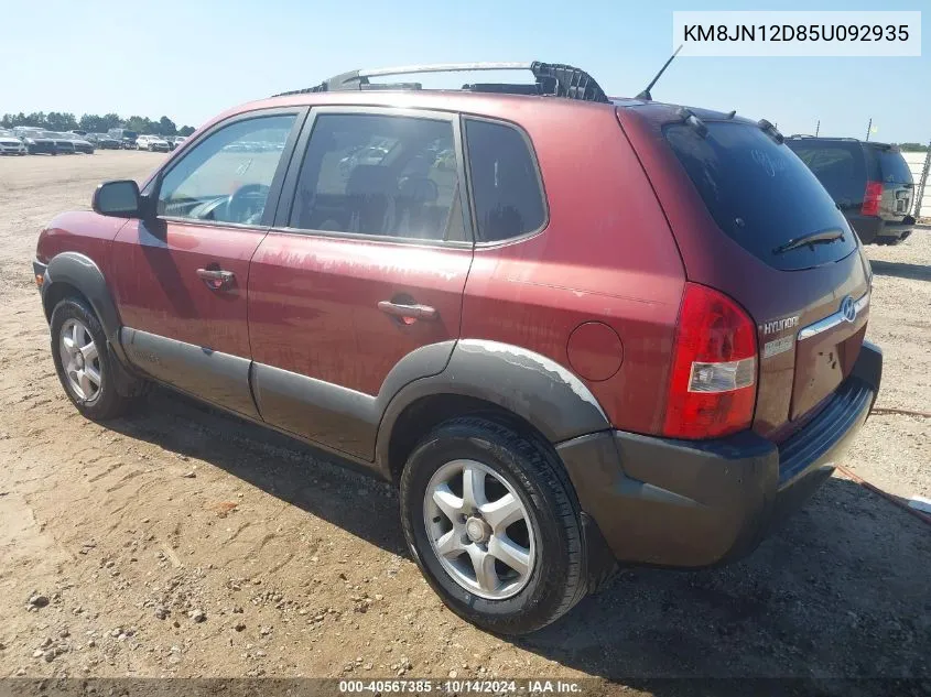 2005 Hyundai Tucson Gls/Lx VIN: KM8JN12D85U092935 Lot: 40567385